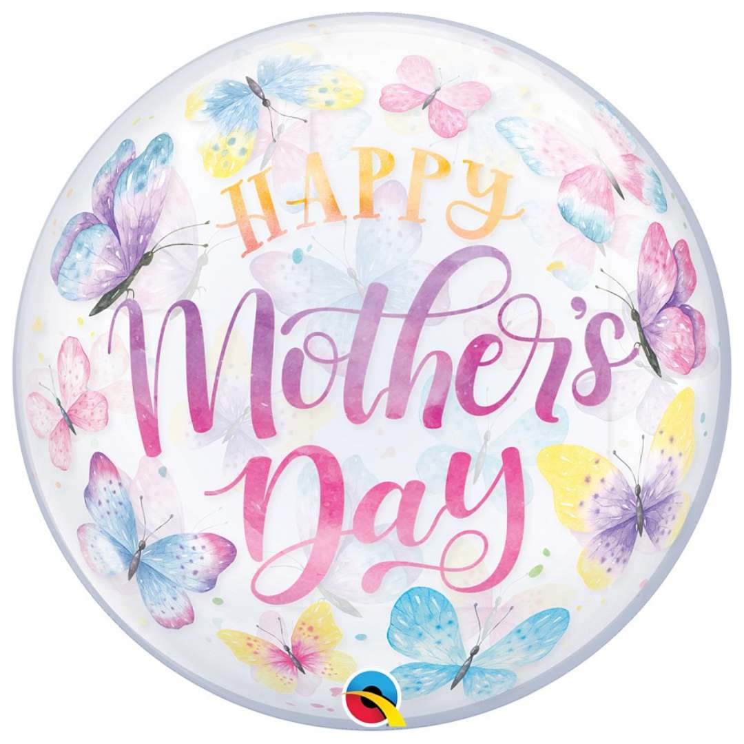 Balon foliowy Happy Mothers Day - Motyle Qualatex 22 ORB