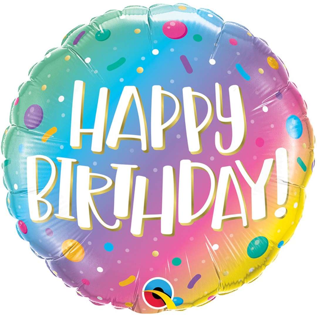 Balon foliowy Happy Birthday ombre Qualatex 18 RND
