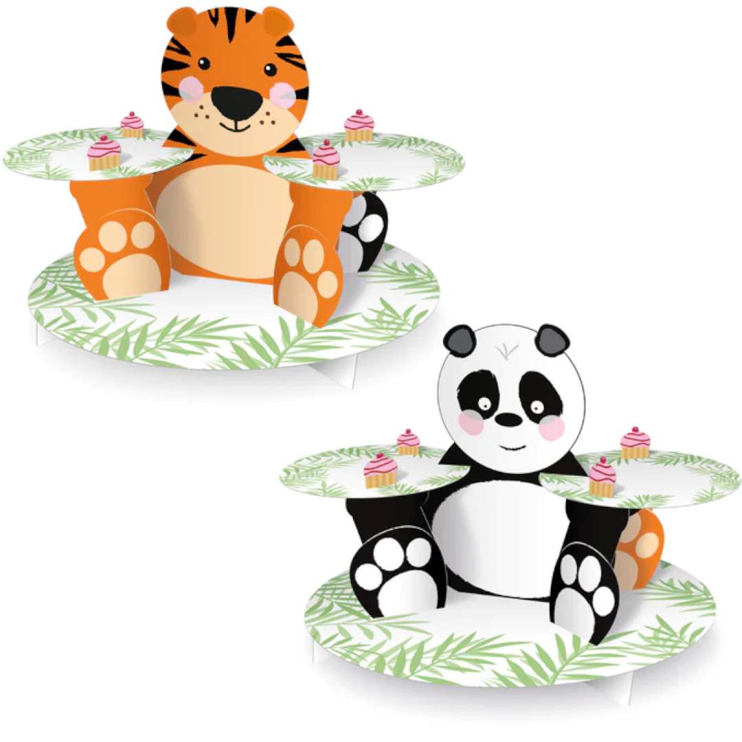 Patera papierowa Dwustronna - panda i tygrys mix PartyPal 30 x 40 cm