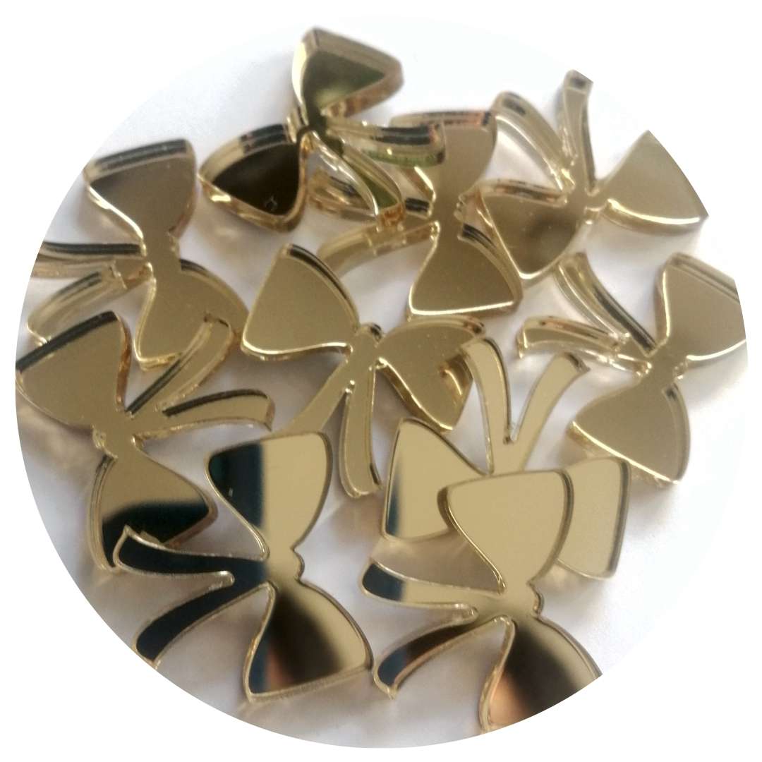 Scrapki akrylowe Kokardki złote lustrzane 20 mm 10 szt