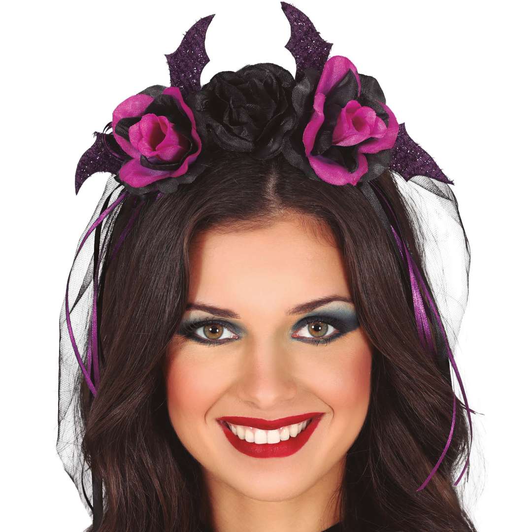 _xx_DIADEM WITH BLACK AND PURPLE FLOWERS WITH VEI