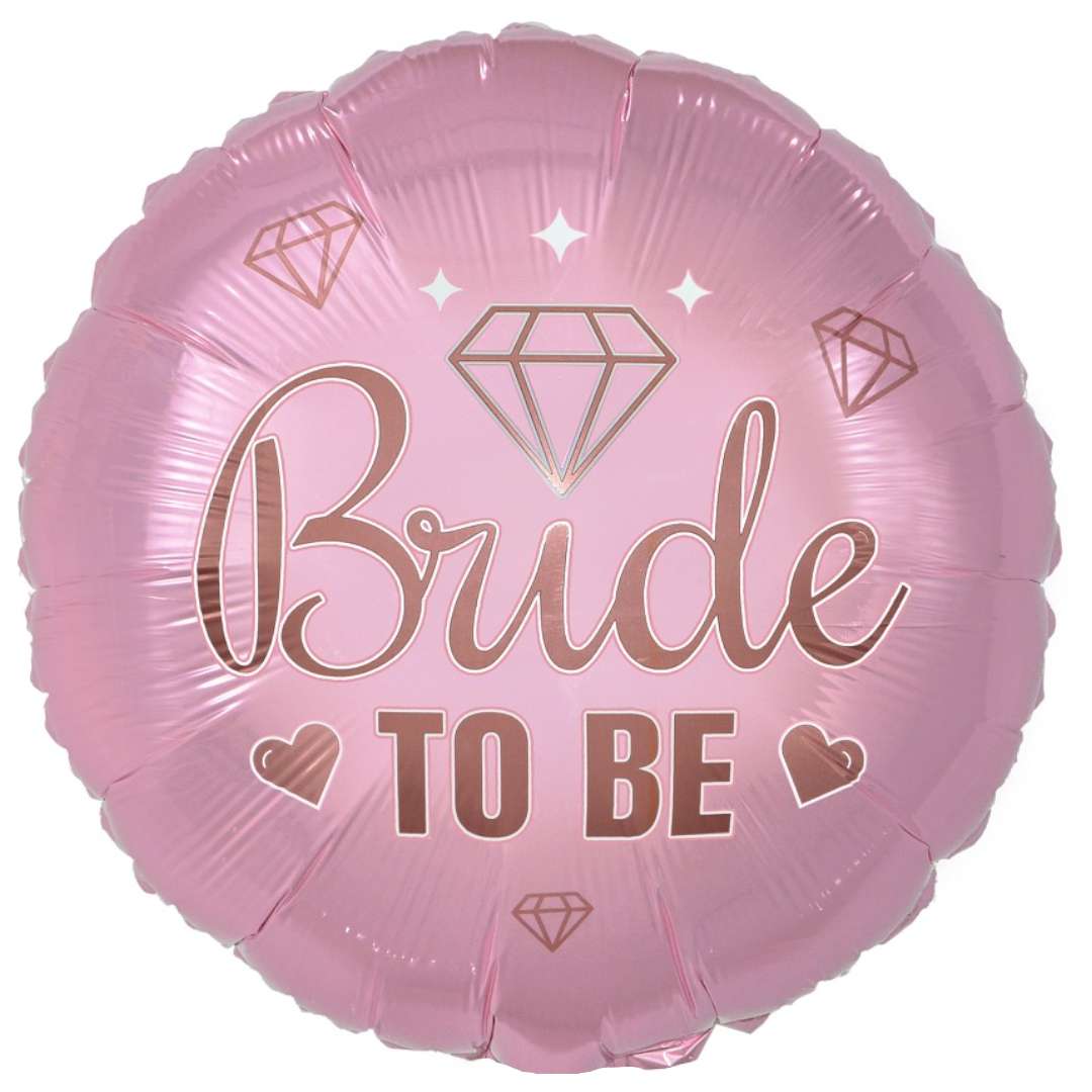 Balon foliowy Bride to be - Diamenty i Serca różowy GoDan 18 RND