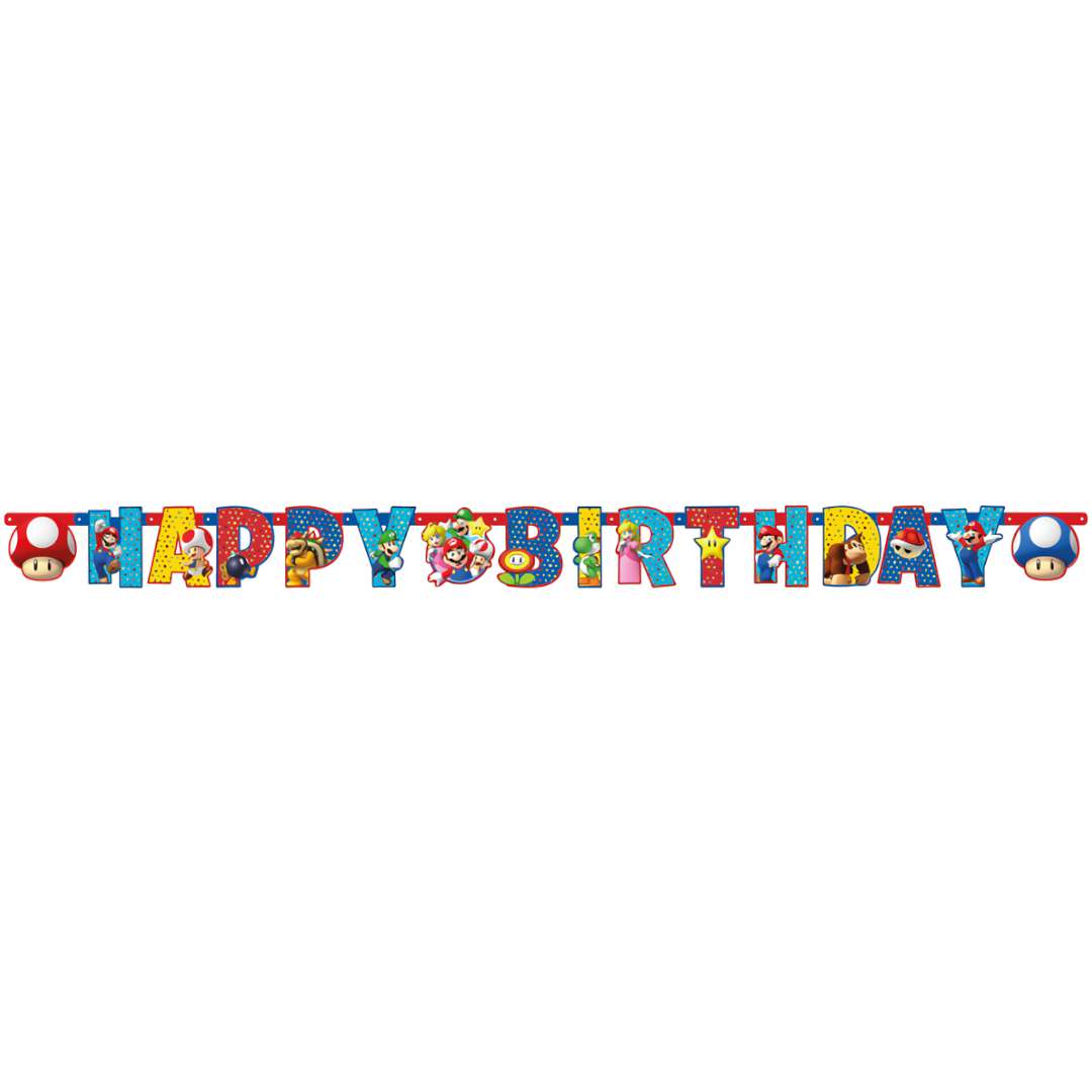 Baner Happy Birthday - Super Mario Amscan 190 cm
