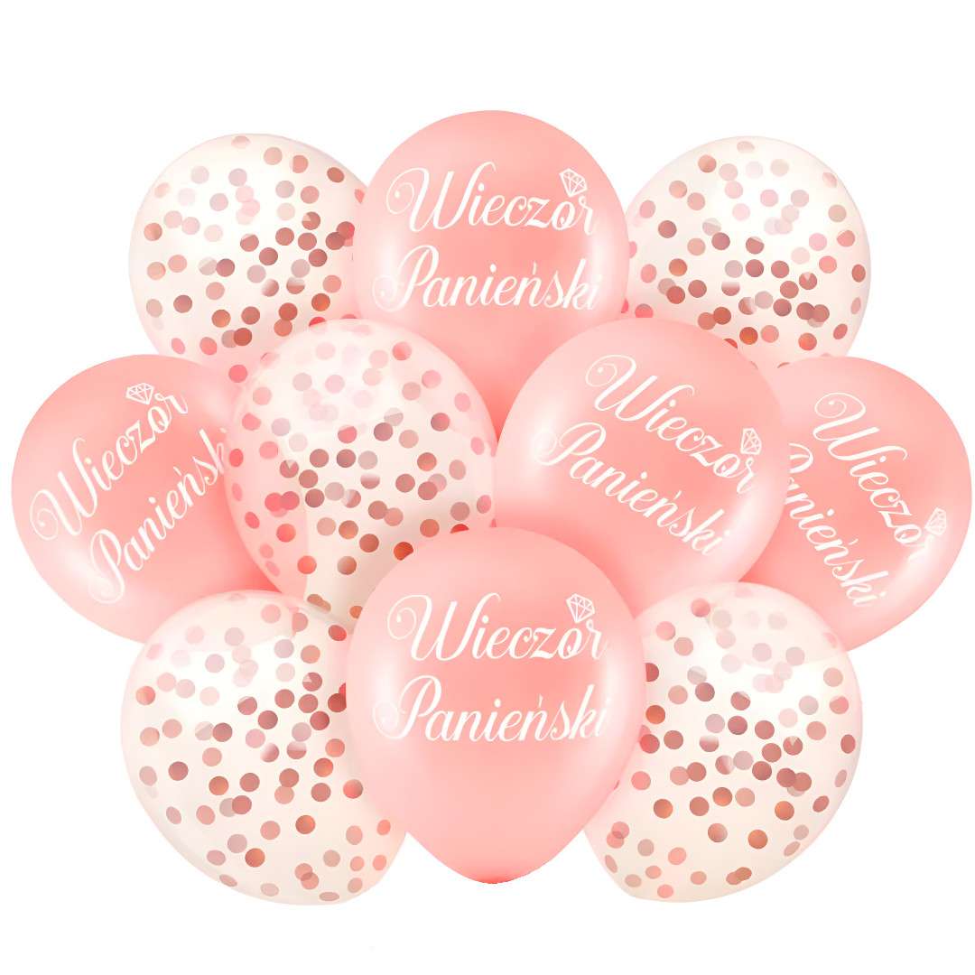 Balony Wieczór Panieński - konfetti różowe złoto PartyPal 12 10 szt