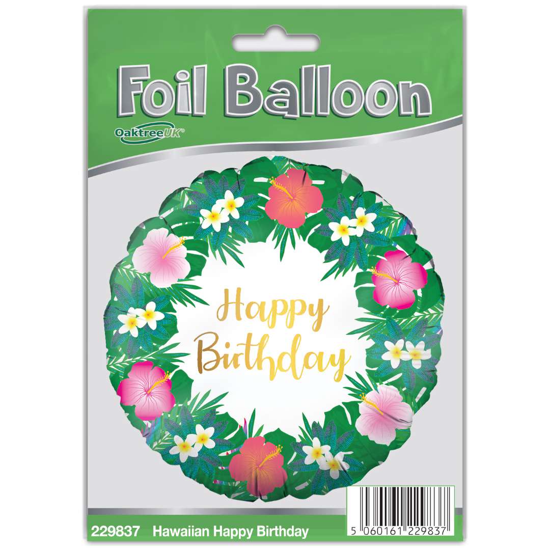 Balon foliowy Happy Birthday - Hawaii Oaktree 18 RND