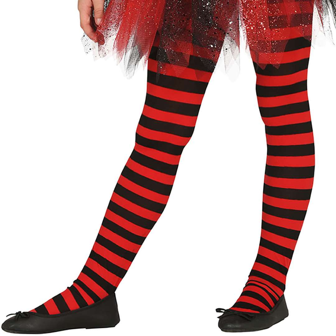 _xx_RED STRIPED TIGHTS KIDS 7-12 YEARS
