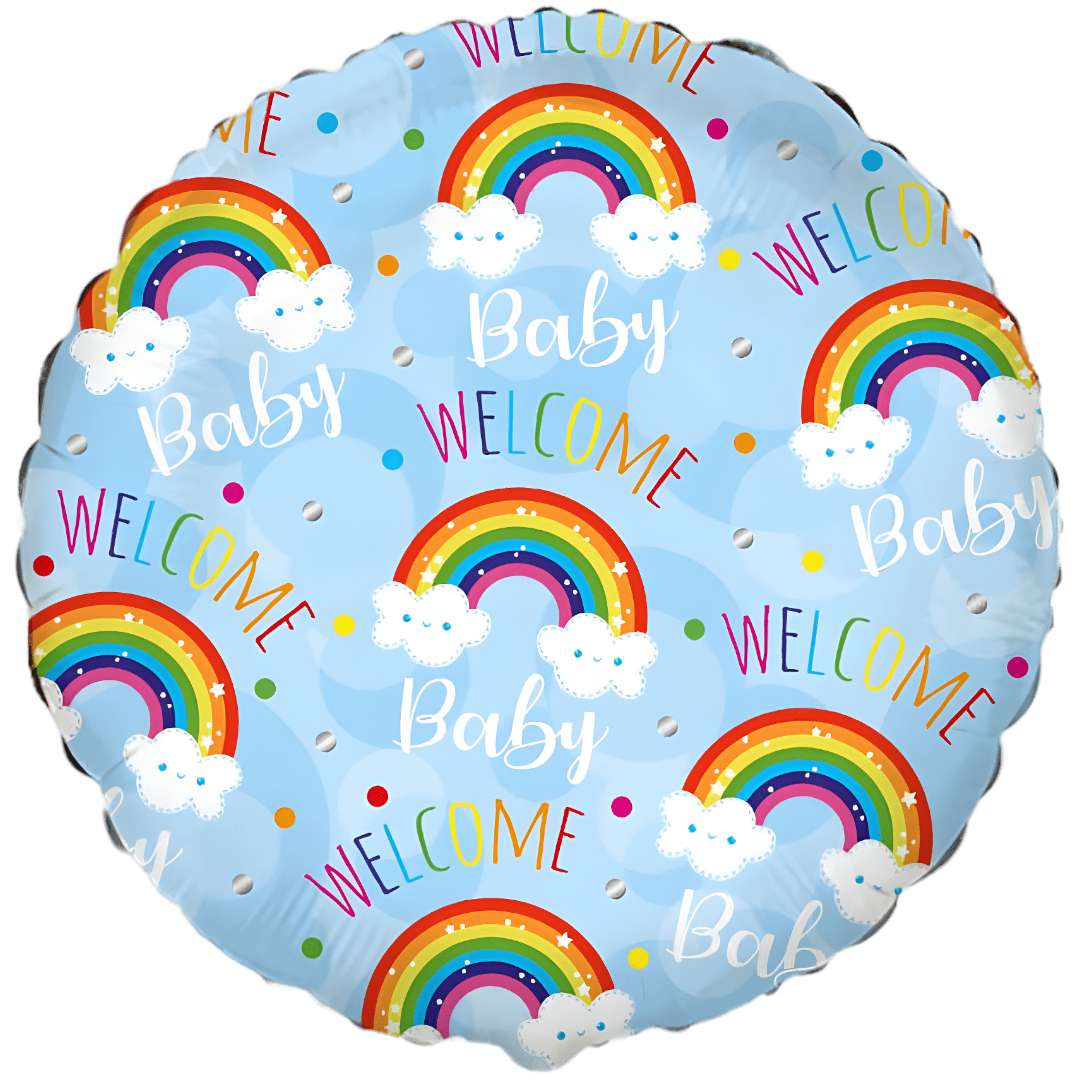 Balon foliowy Baby Shower - Welcome Baby niebieski Flexmetal 18 RND