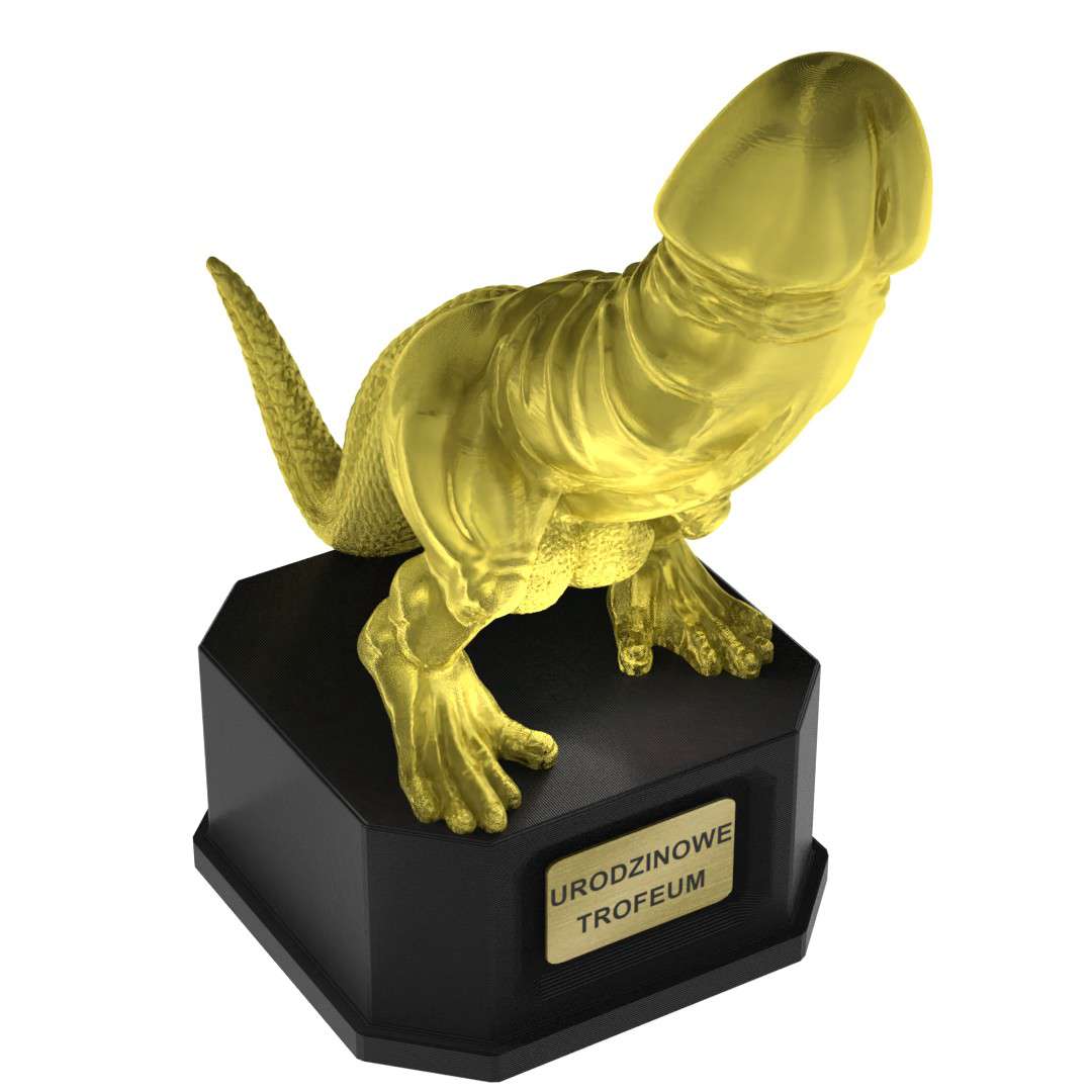 Statuetka Penisozaur - Urodzinowe Trofeum złoty 17 cm