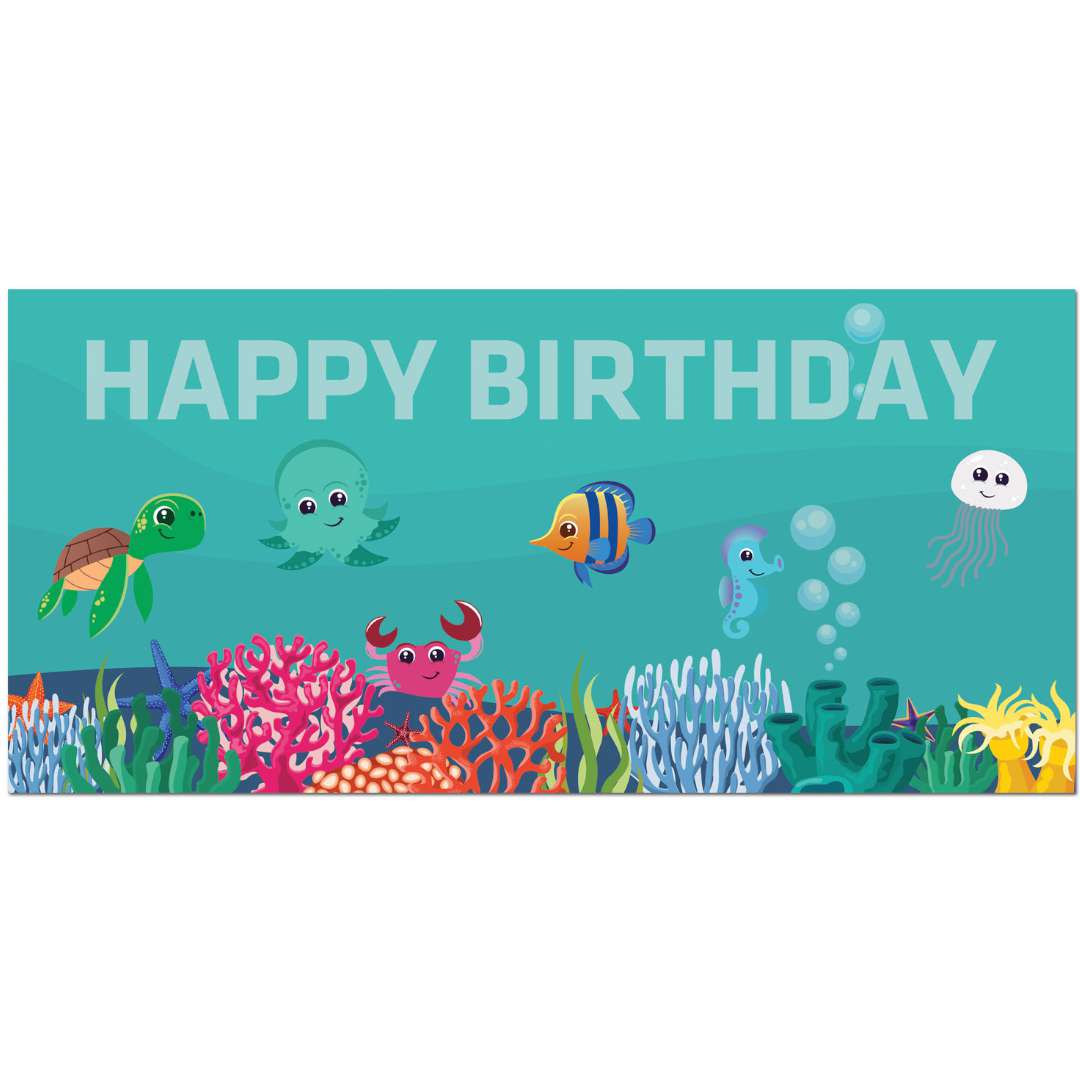 Plakat Podwodny Świat - Happy Birthday 70x33 cm