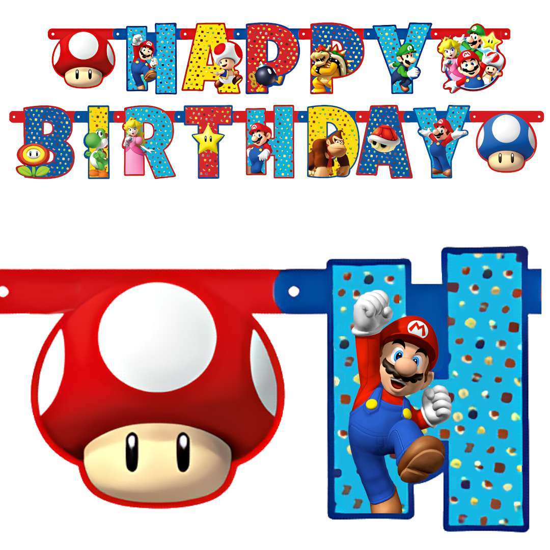 Baner Happy Birthday - Super Mario Amscan 190 cm