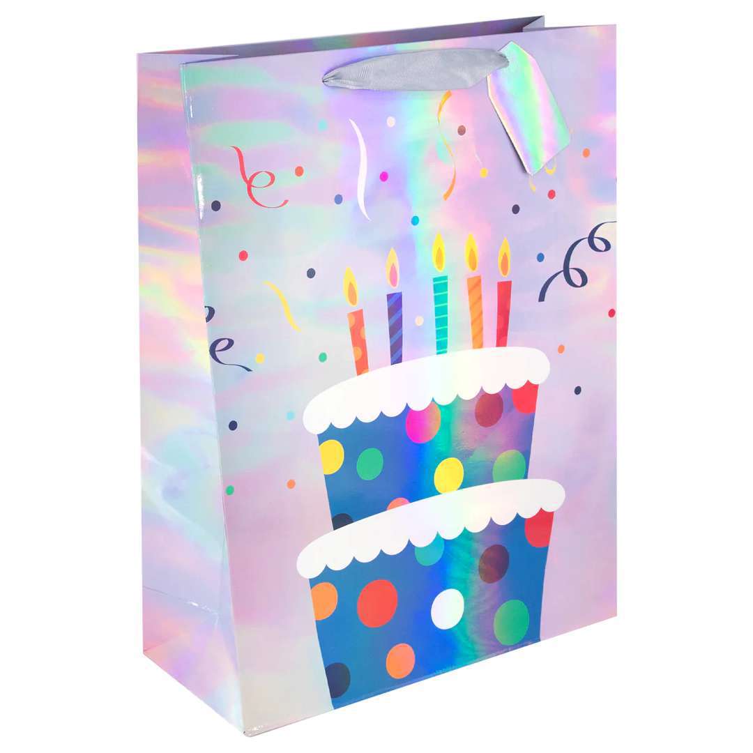 Torebka prezentowa Holograficzne - Tort Urodzinowy PartyPal 32x26 cm