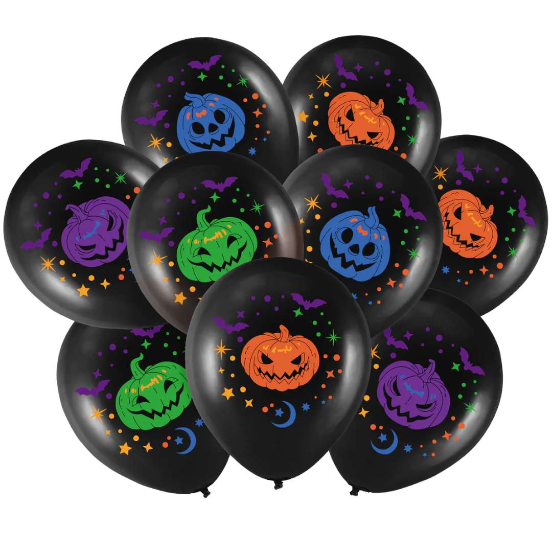 Balony Dynie i Nietoperze - Halloween PartyPal 12 9 szt