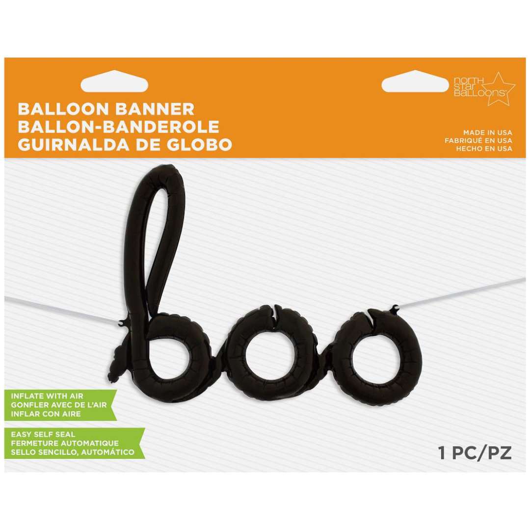 Balon foliowy Boo - Halloween czarny Qualatex 42 SHP