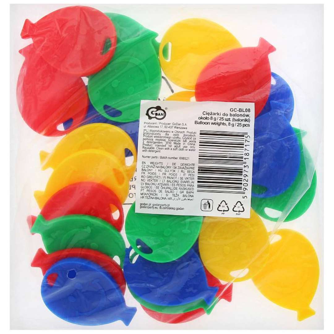 Obciążniki do balonów Baloniki mix GoDan 8 g 25 szt