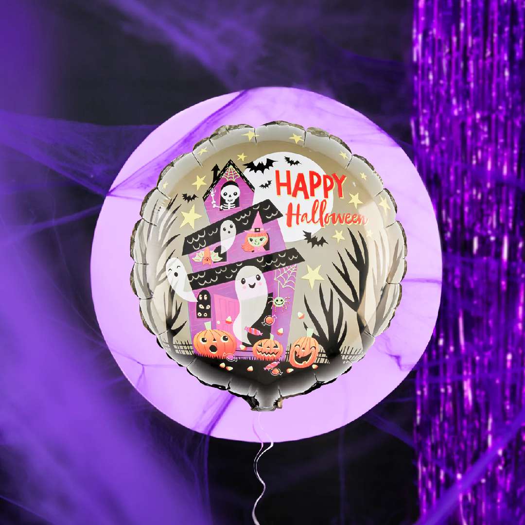 Balon foliowy Happy Halloween - dom grozy PartyPal 18 RND