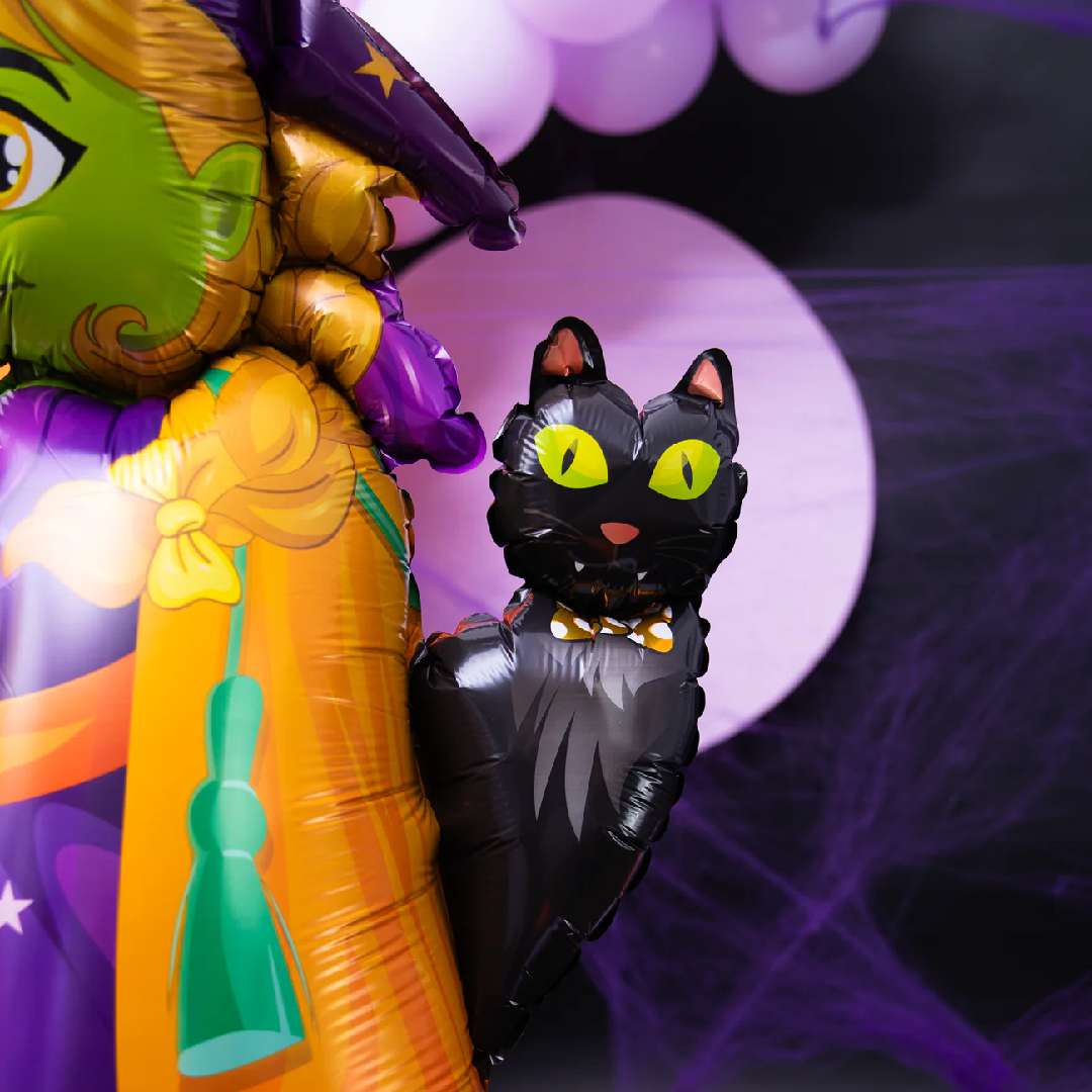 Balon foliowy Czarownica z kotem - stojący PartyPal 61 SHP