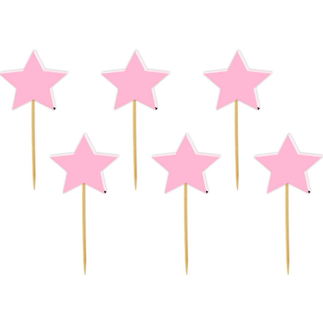 Pikery akrylowe Gwiazdki  różowy pastelowy 6 szt