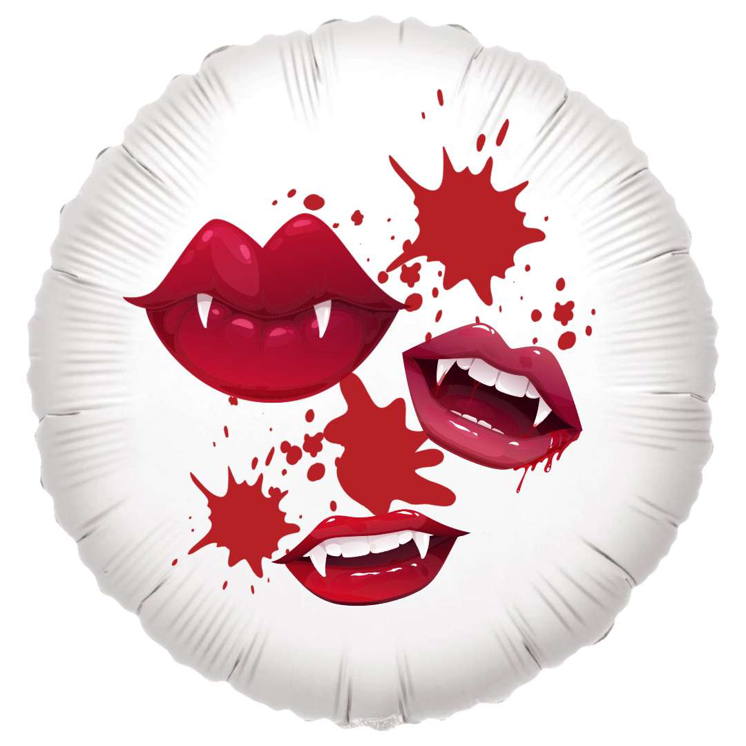 Balon foliowy Halloween i krwawe usta biały 18 RND