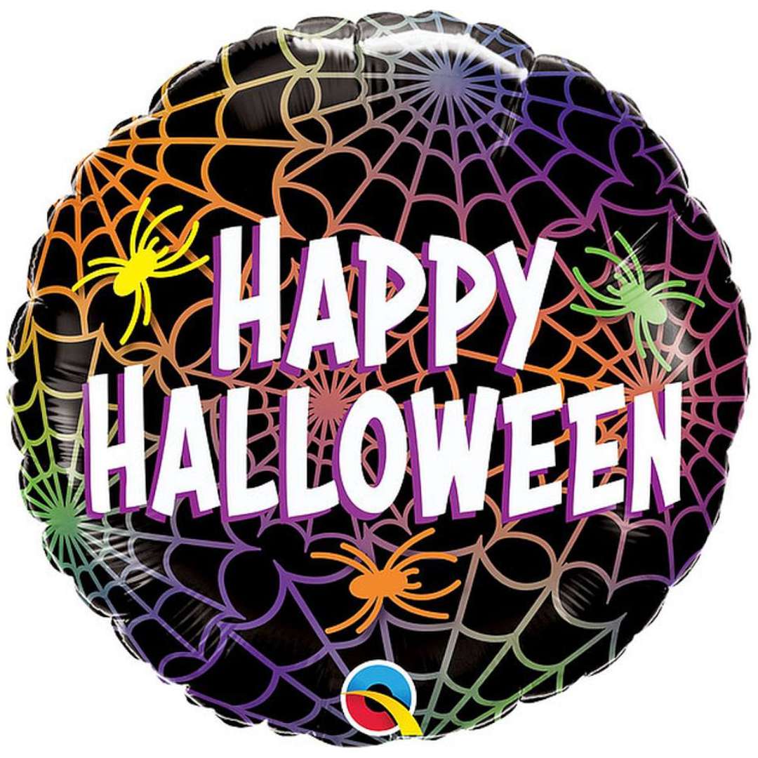 Balon foliowy Happy Halloween - Pająki Qualatex 18 RND