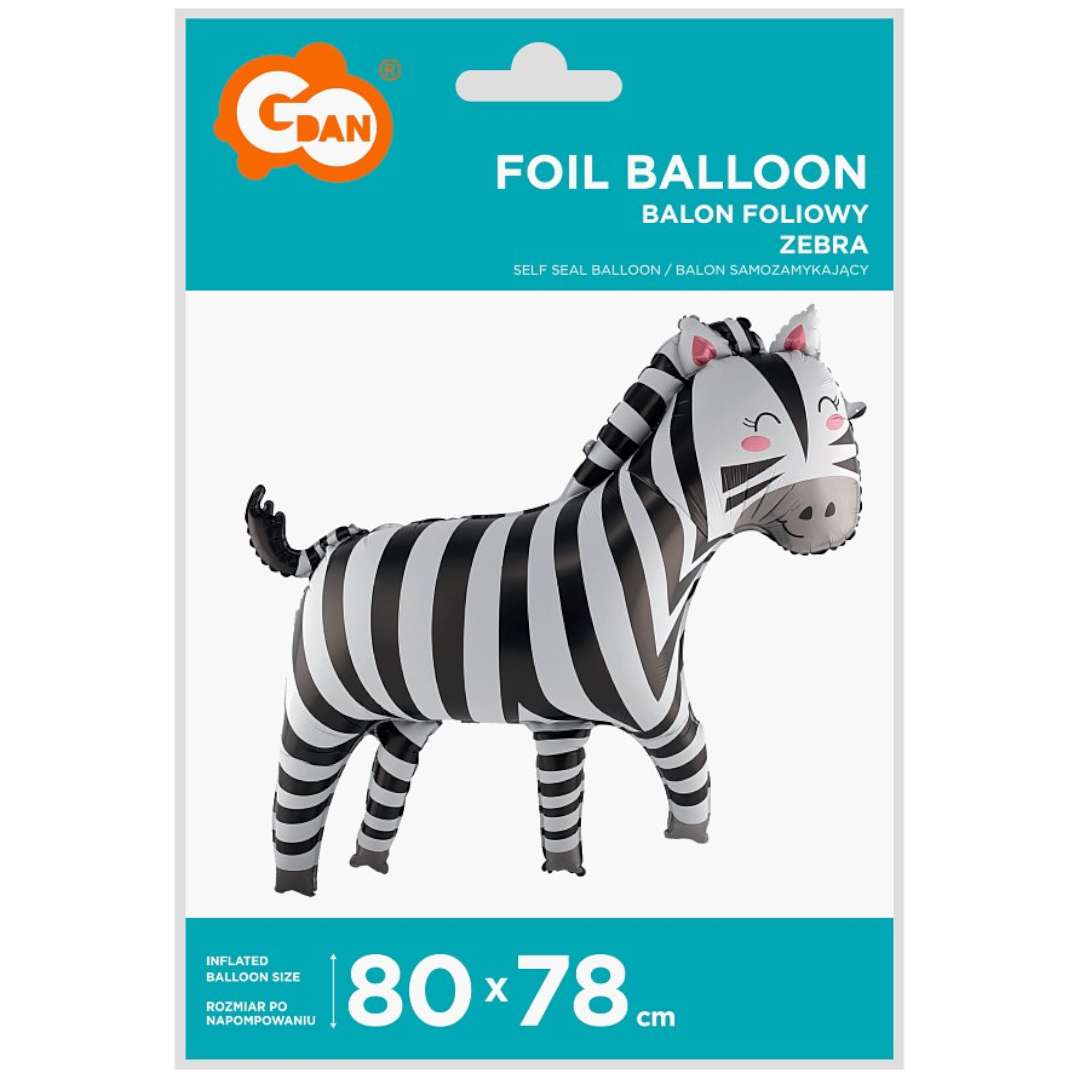Balon foliowy Zebra - Safari biało-czarny Godan 32 SHP