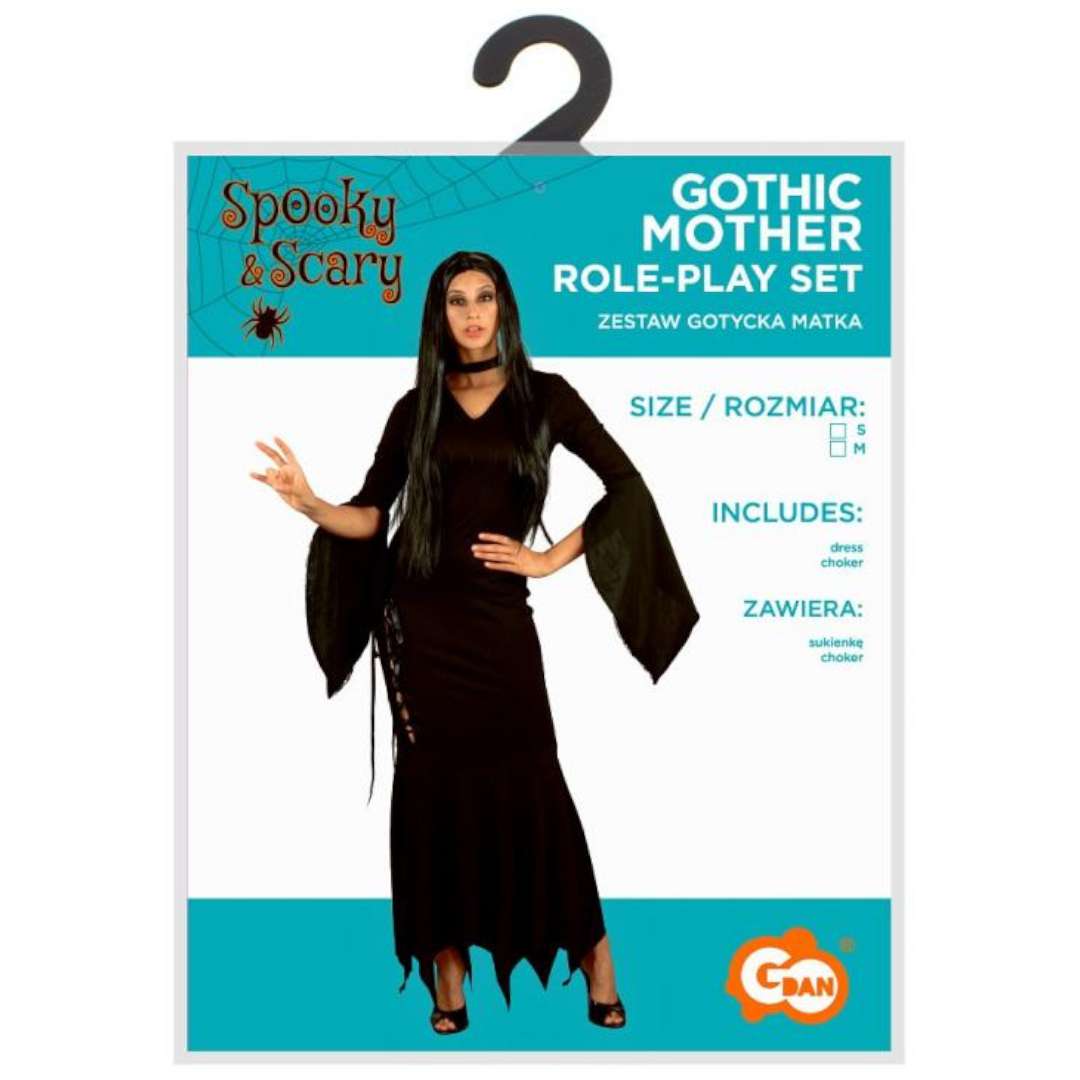 Strój dla dorosłych Morticia Addams - Gotycka Matka czarny Godan rozm. M