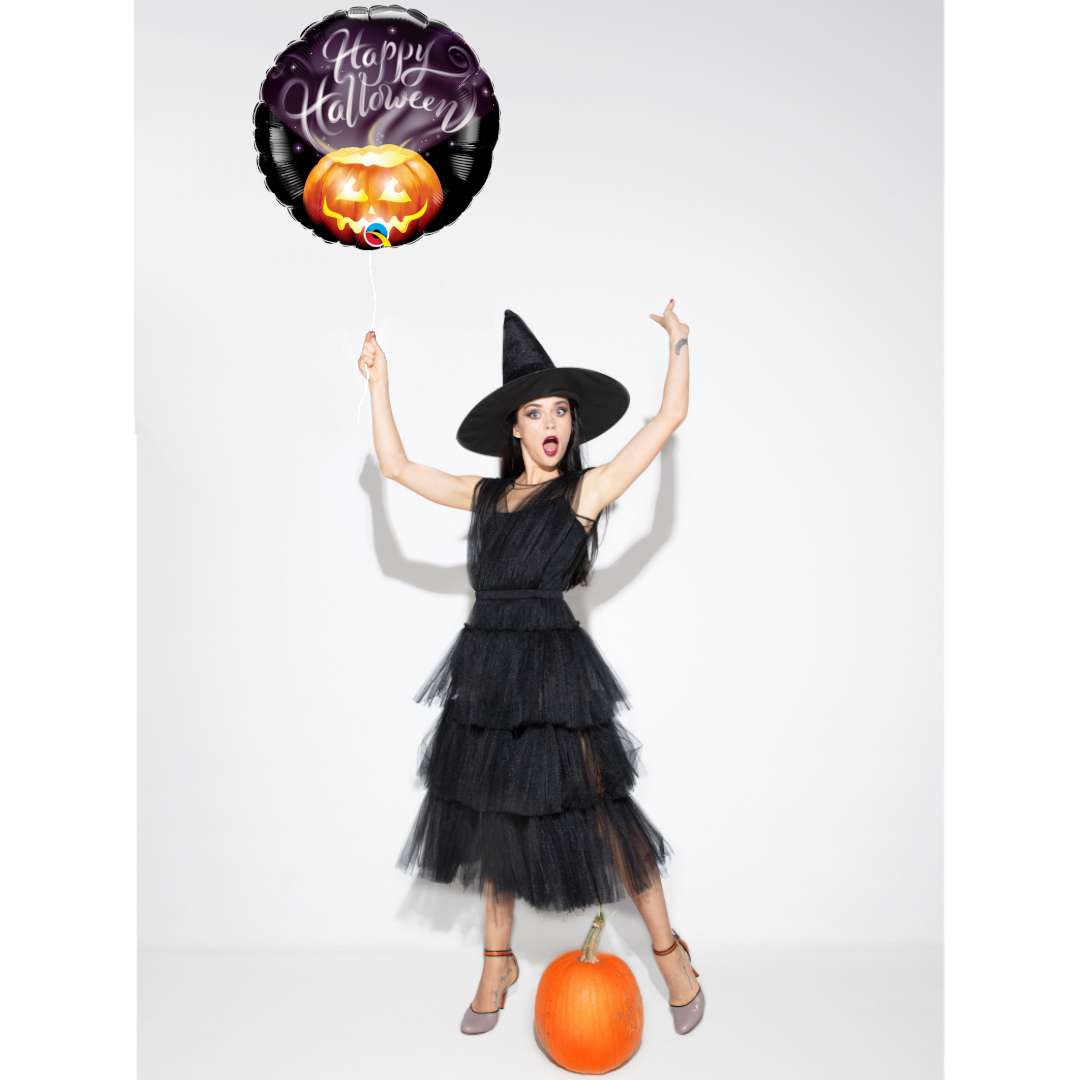 Balon foliowy Happy Halloween - Dynia Qualatex 18 RND