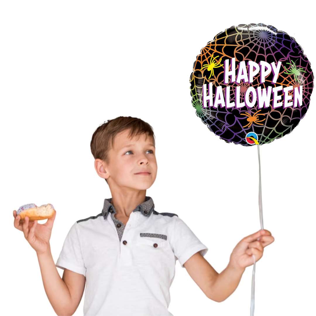Balon foliowy Happy Halloween - Pająki Qualatex 18 RND