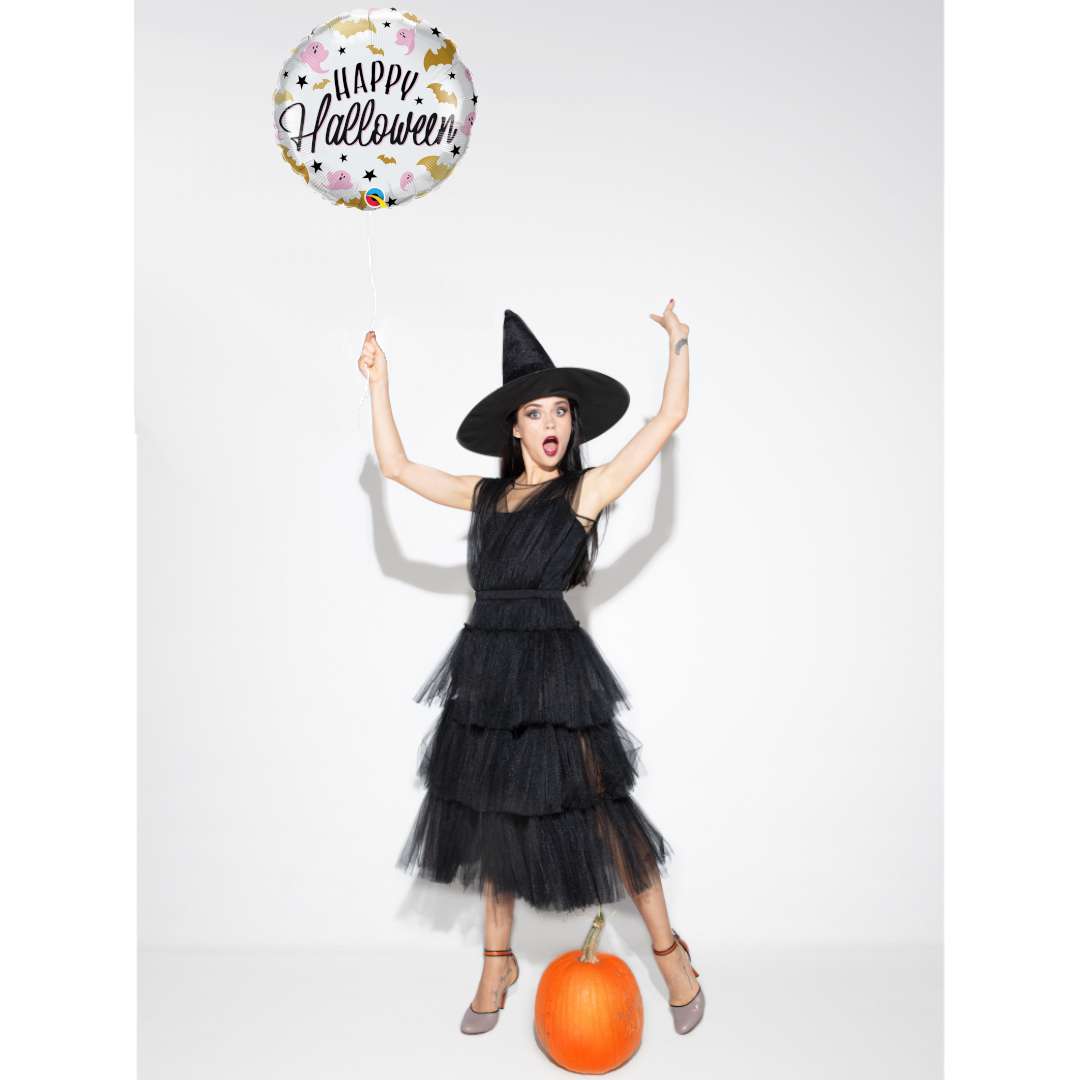Balon foliowy Happy Halloween - Nietoperze i Duchy Qualatex 18 RND