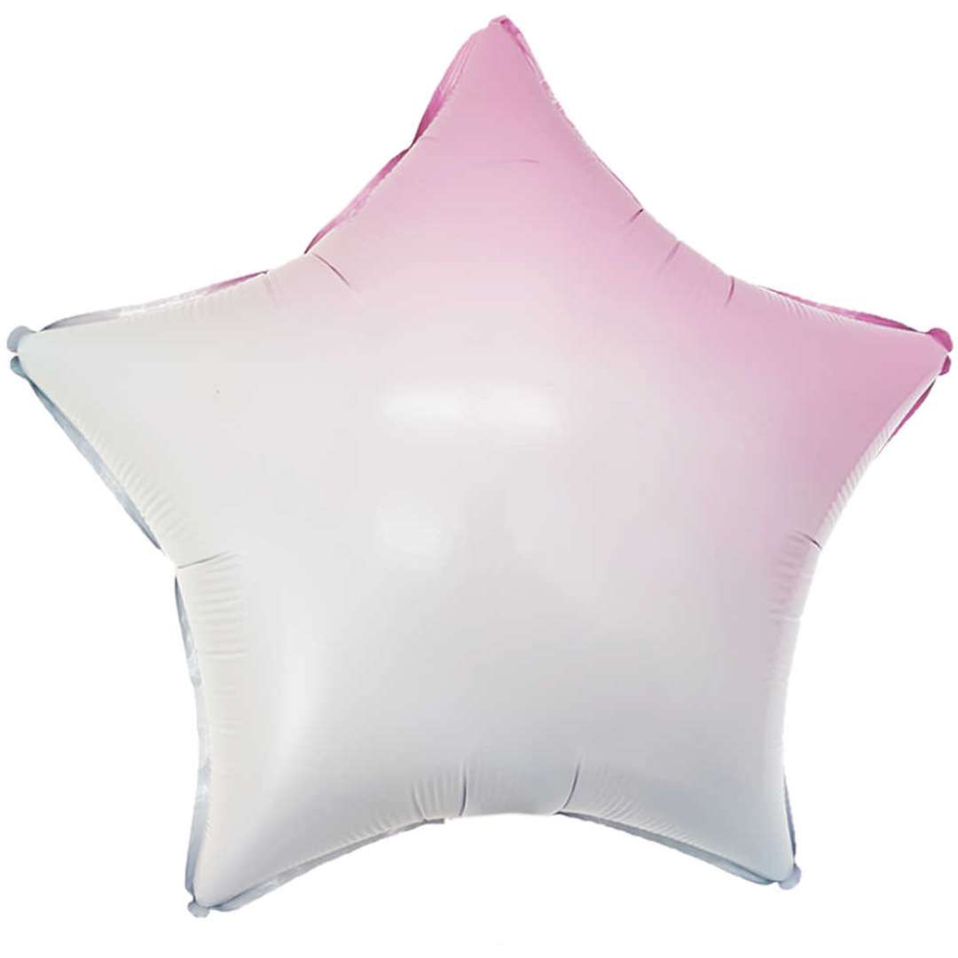 Balon foliowy Gwiazda - Gradient biały różowy Jix 18 STR