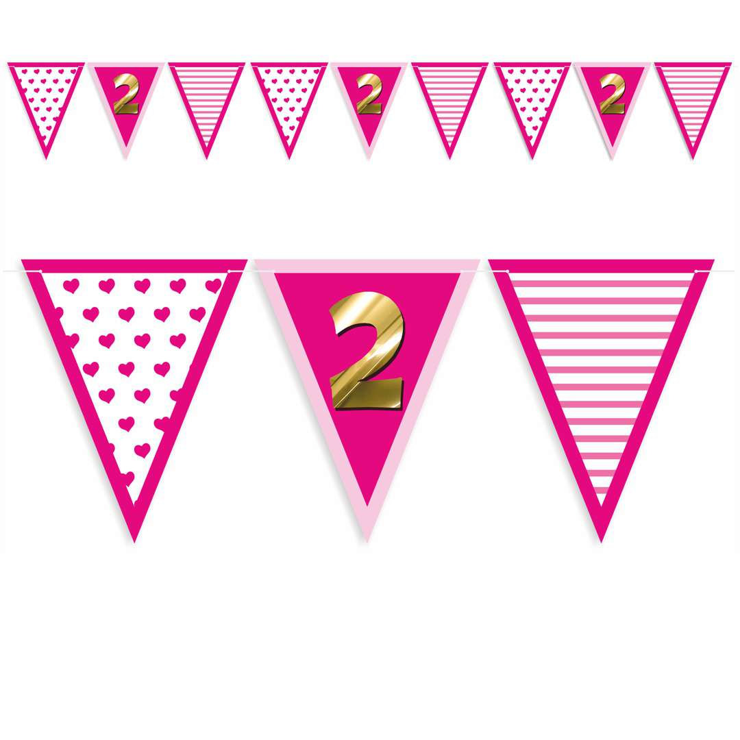 Baner flagi 2 urodziny - dziewczynka różowy 36 m