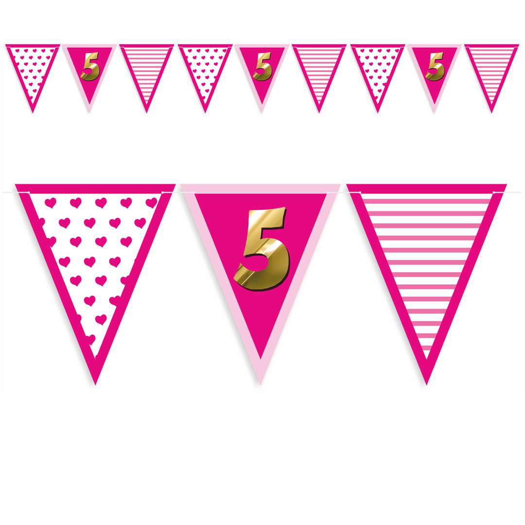 Baner flagi 5 urodziny - dziewczynka różowy 36 m