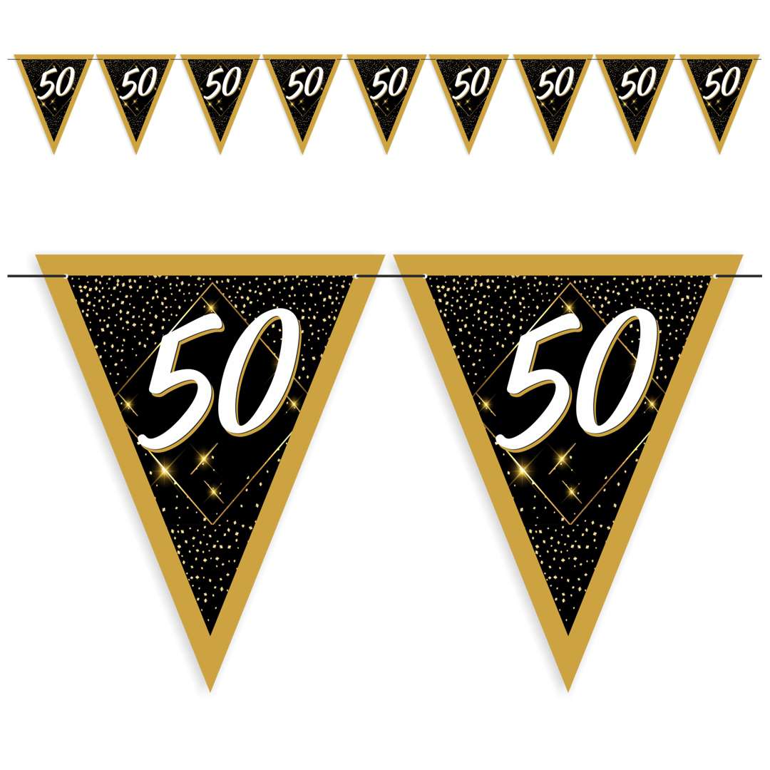 Baner flagi 50 urodziny - galaktyka złoto-czarny 36 m