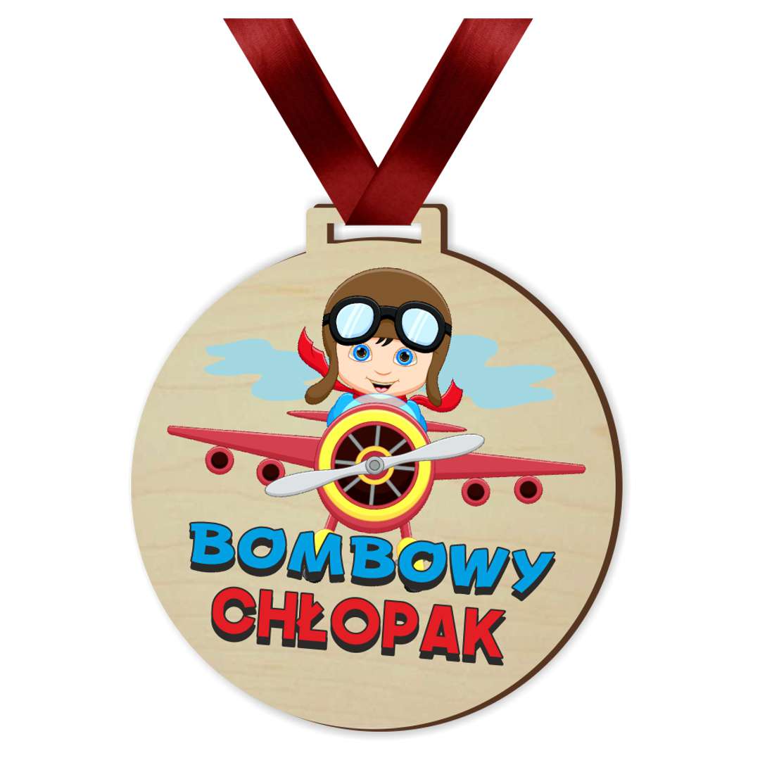 Medal drukowany Bombowy Chłopak drewniany 72 mm