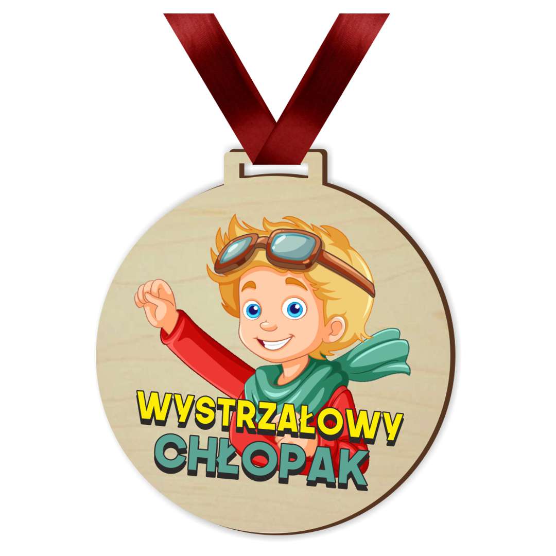 Medal drukowany Wystrzałowy Chłopak drewniany 72 mm