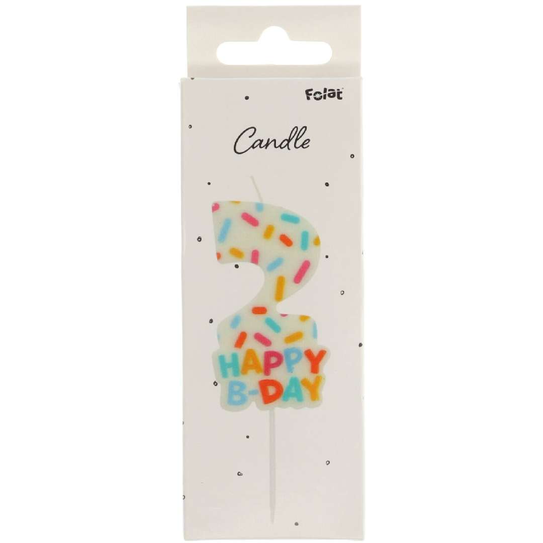 _xx_Candle Cozy Sprinkles Number 2 - 7 cm