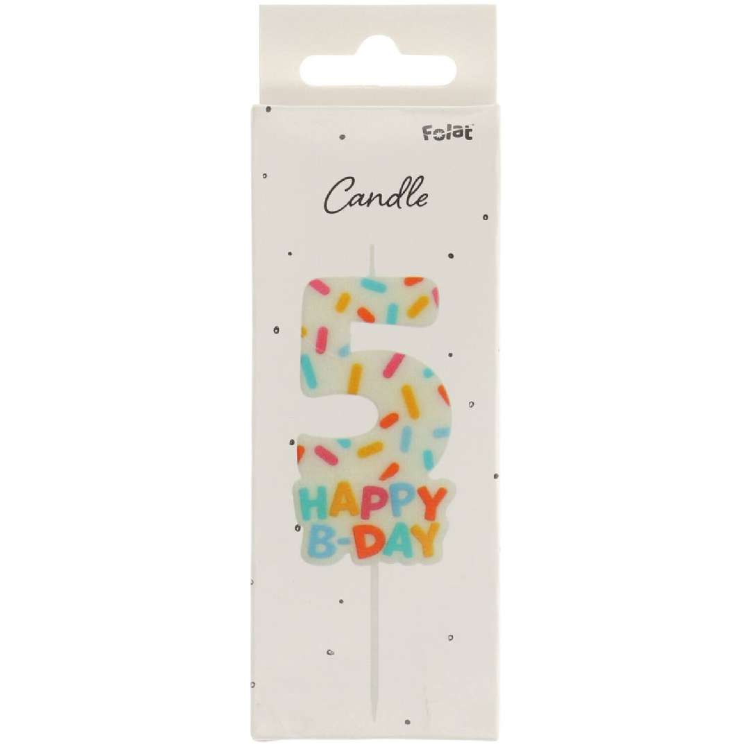 _xx_Candle Cozy Sprinkles Number 5 - 7 cm
