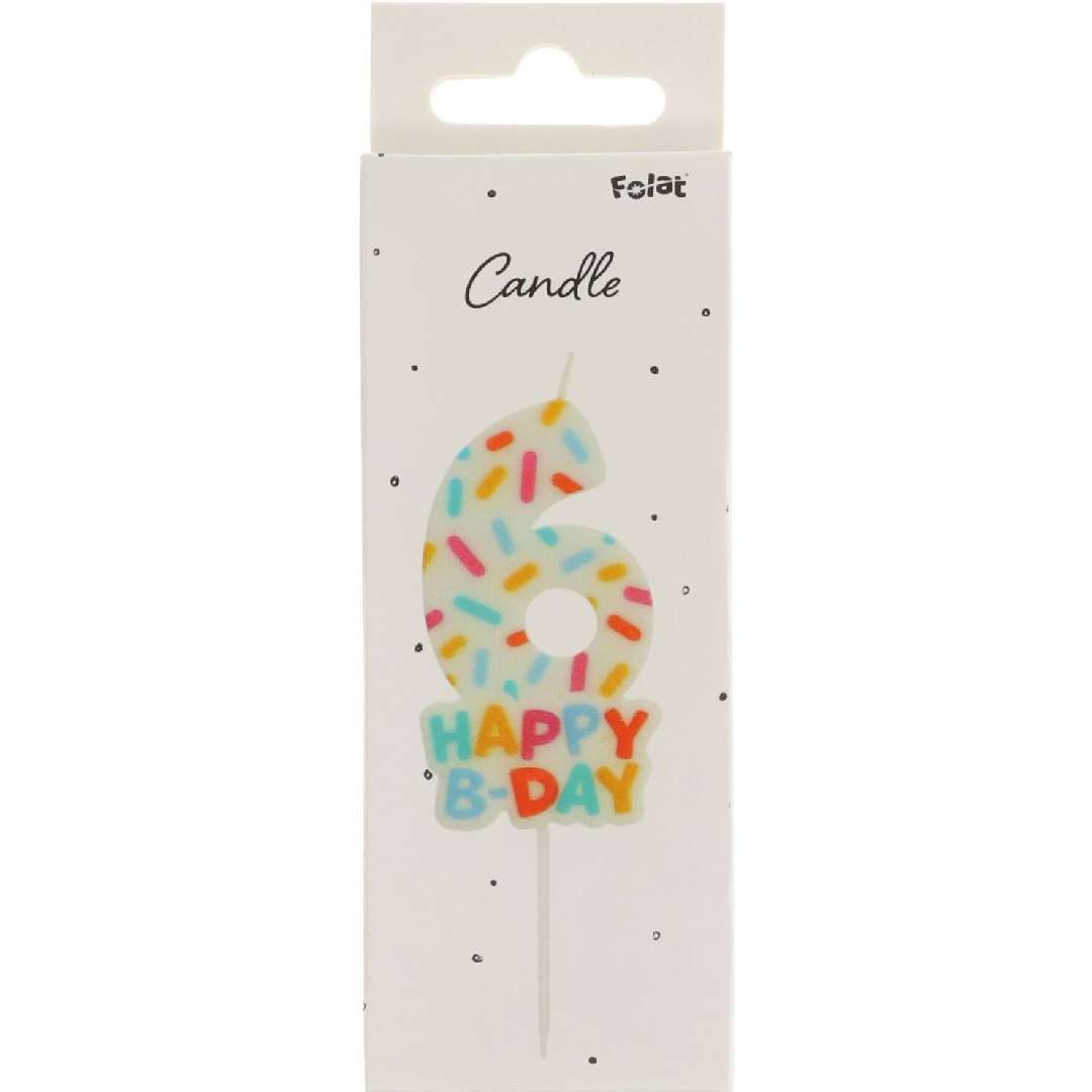 _xx_Candle Cozy Sprinkles Number 6 - 7 cm