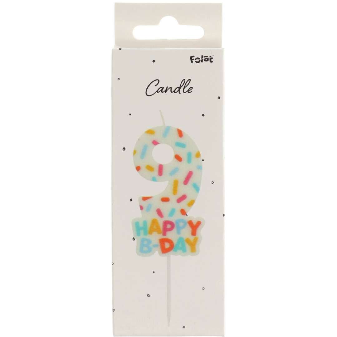 _xx_Candle Cozy Sprinkles Number 9 - 7 cm