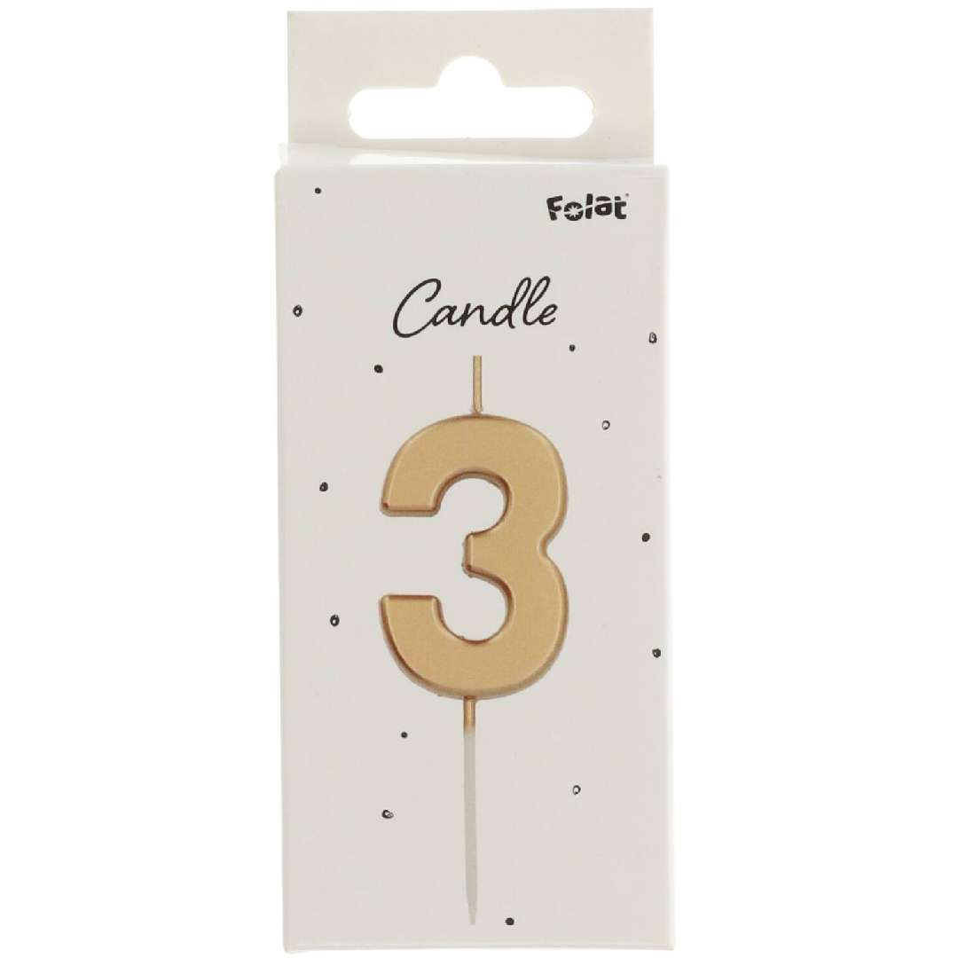 _xx_Candle Number 3 Gold - 5 cm
