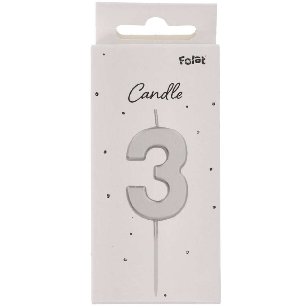 _xx_Candle Number 3 Silver - 5 cm