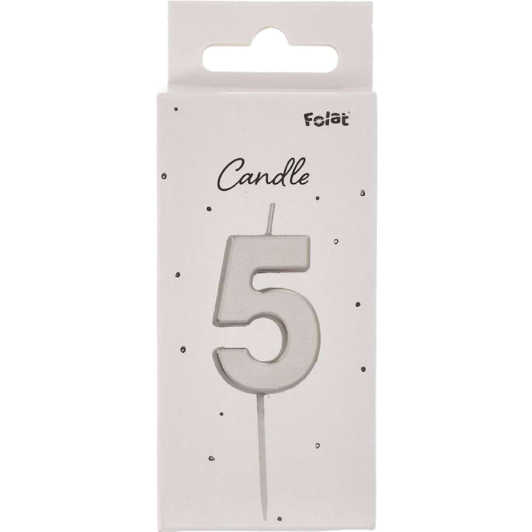 _xx_Candle Number 5 Silver - 5 cm