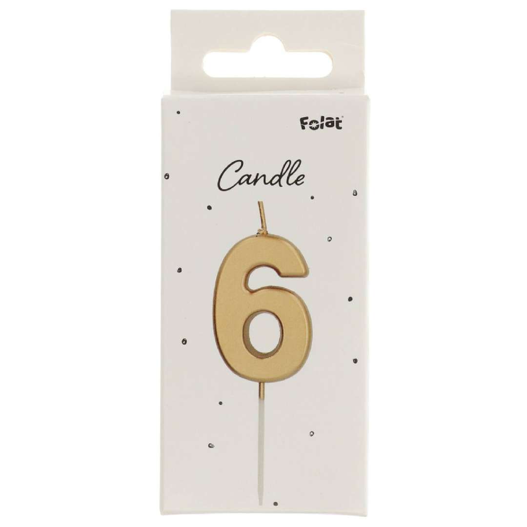 _xx_Candle Number 6 Gold - 5 cm