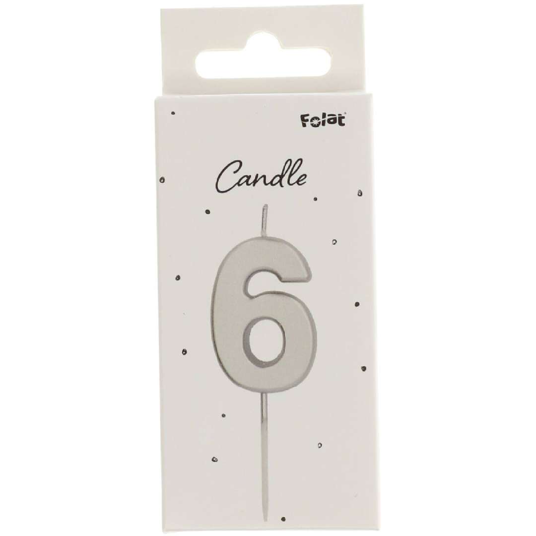 _xx_Candle Number 6 Silver - 5 cm