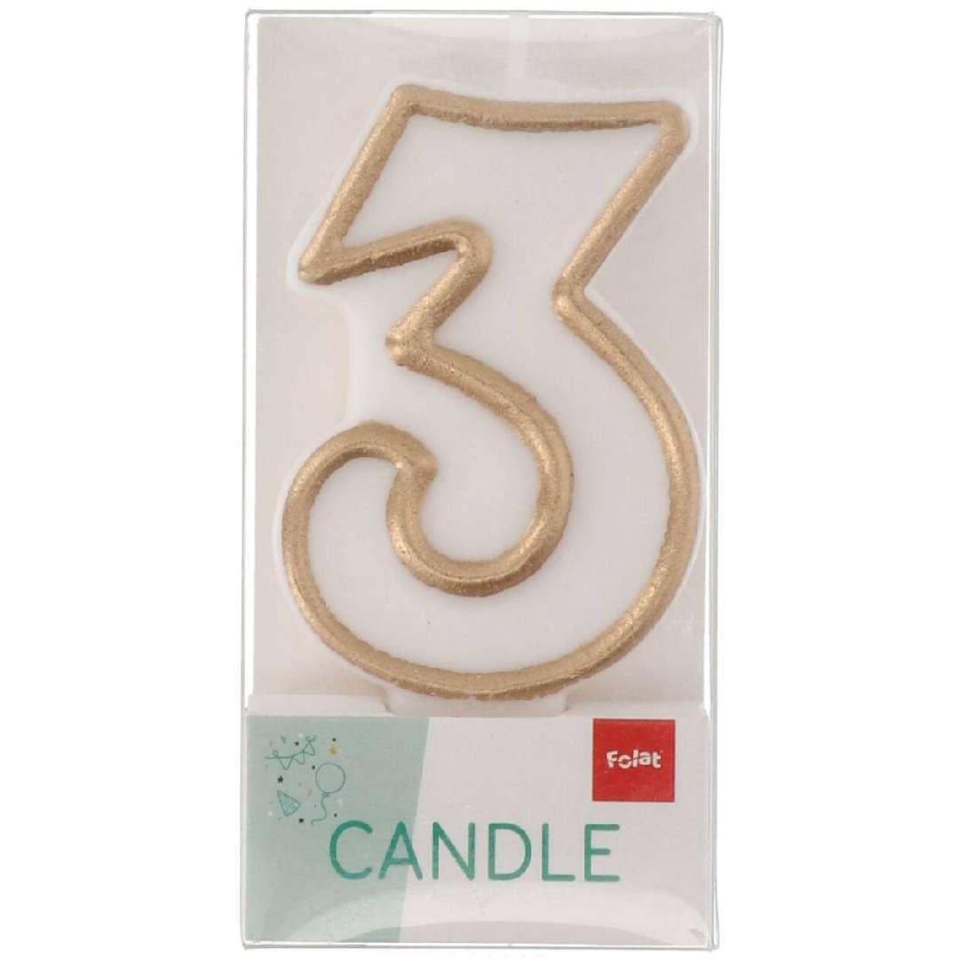 _xx_Candle Simply Chique Gold Number 3 - 9 cm