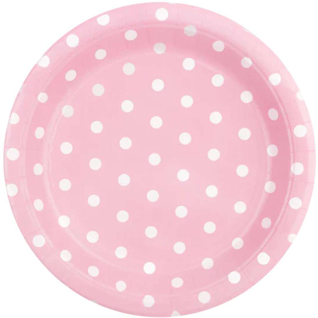 Talerzyki papierowe Grochy różowy PartyPal 23 cm 6 szt