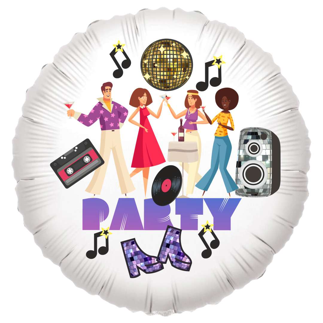 Balon foliowy Disco Party - złota kula biały 18 RND