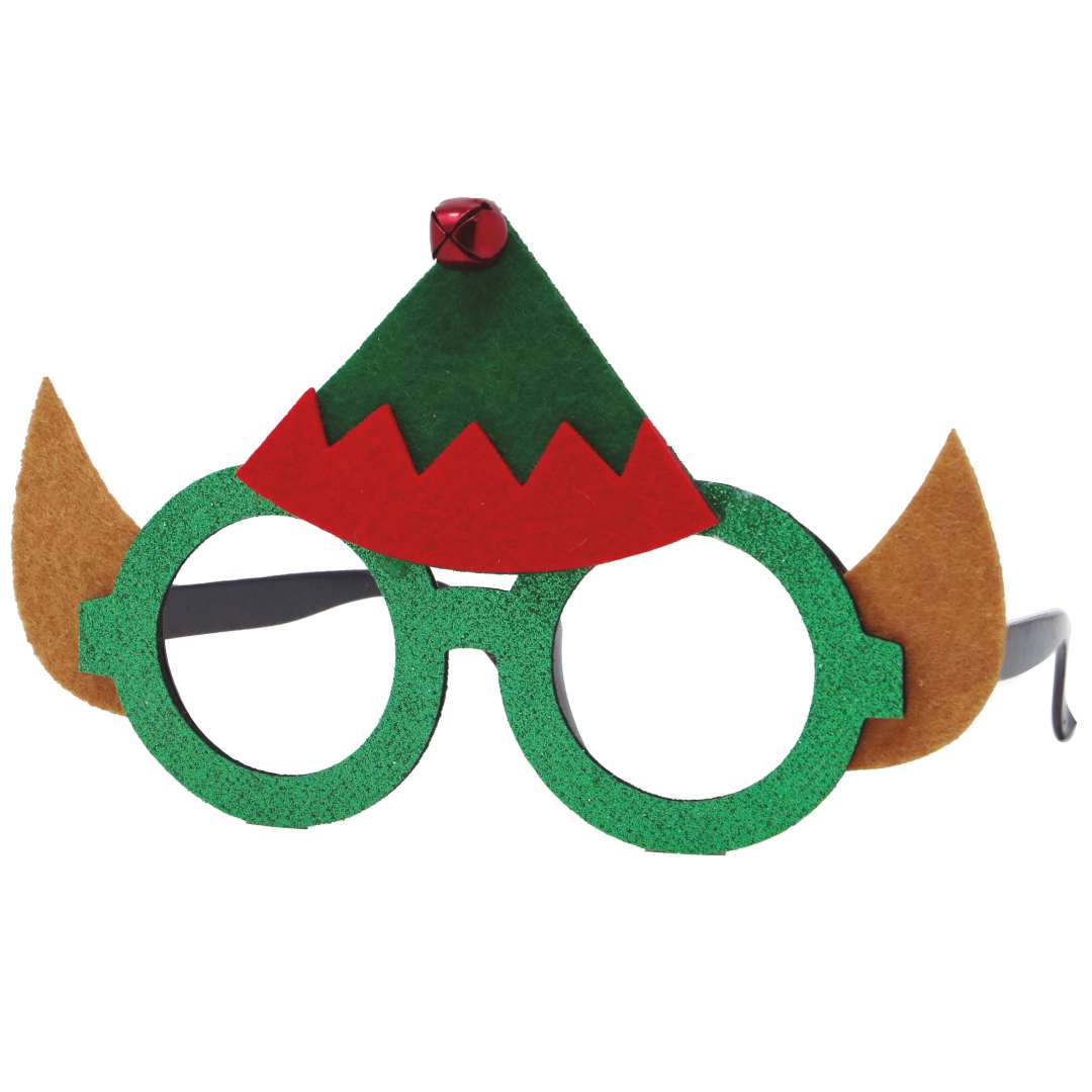 Okulary party Elf z Czapeczką i Uszami zielony Guirca