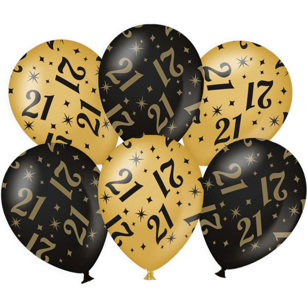 Balony 21 urodziny - Classy Party czarno złote metalic 12 PD-Party 6 szt