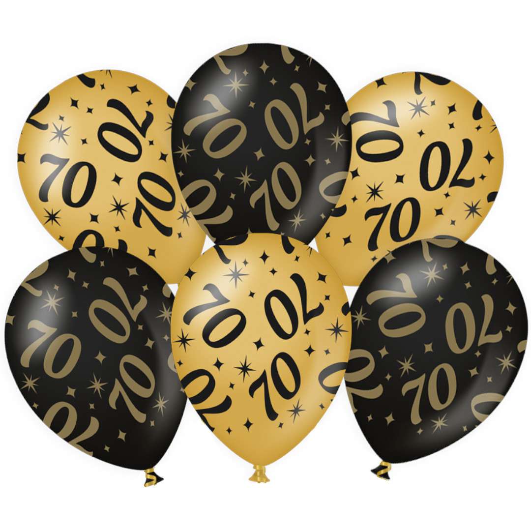 Balony 70 urodziny - Classy Party czarno złote metalic 12 PD-Party 6 szt