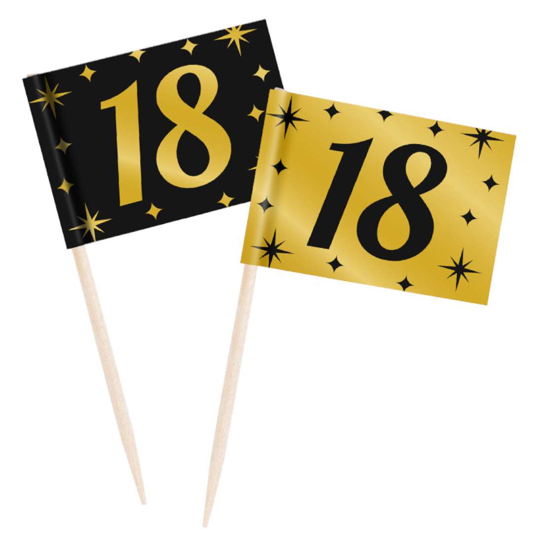 Pikery 18 Urodziny - Classy Party czarno złote 50 szt PD-Party